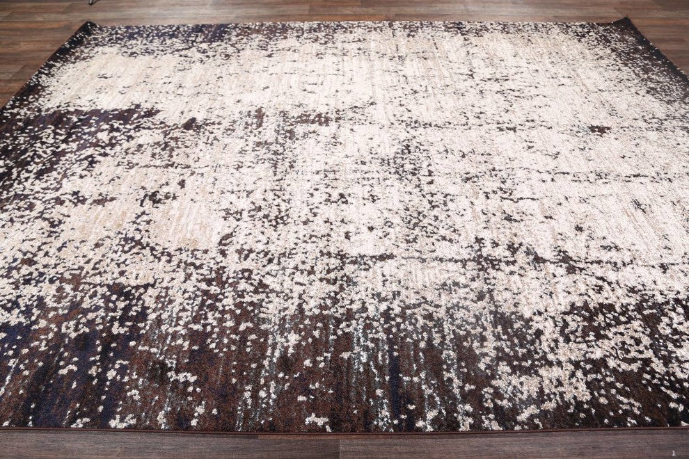 Transitional Distressed Oriental Stripes Area Rug, Beige, 6x9'