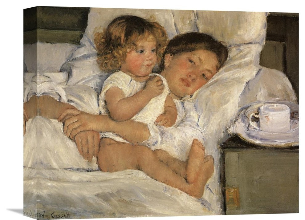 "Breakfast In Bed 1897" Stretched Canvas Giclee by Mary Cassatt, 16"x13"