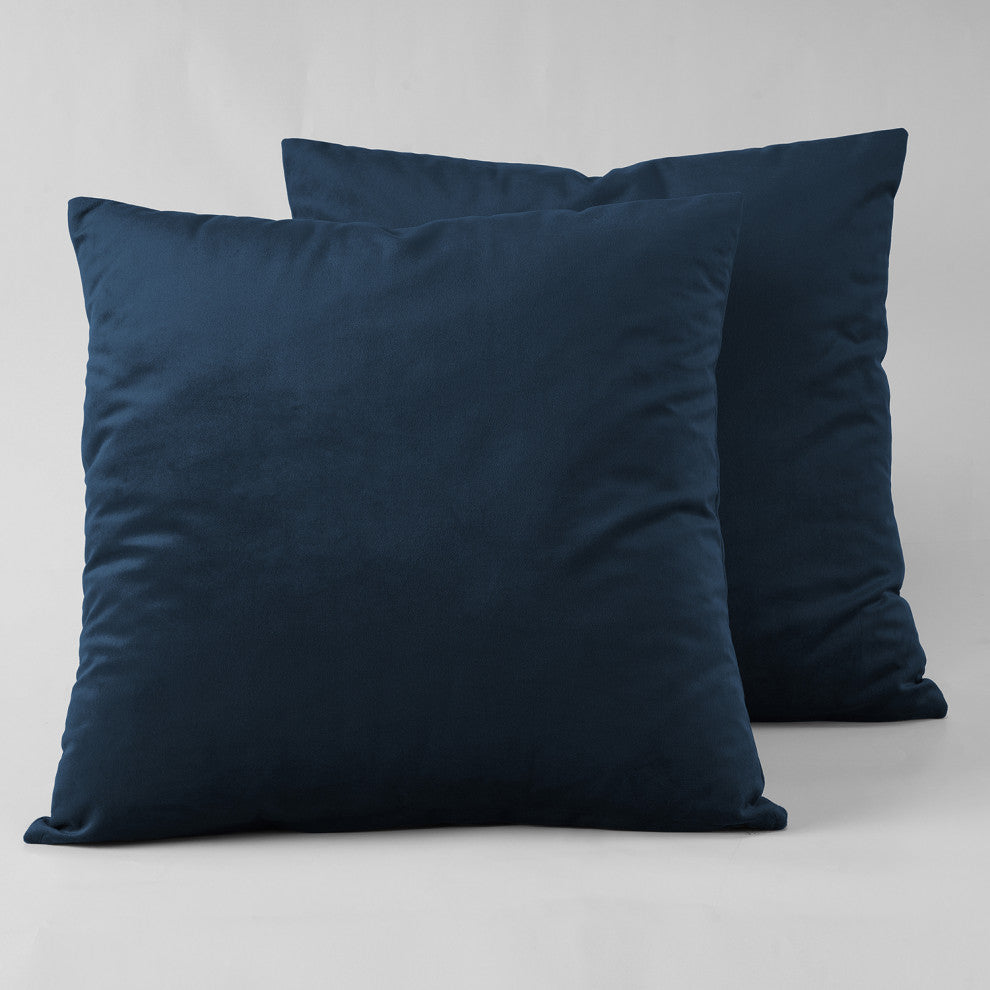 Heritage Plush Velvet Cushion Cover Pair, Eternal Blue, 18w X 18l