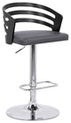 Gray Faux Leather Black Wood and Chrome Adjustable Swivel Bar Stool