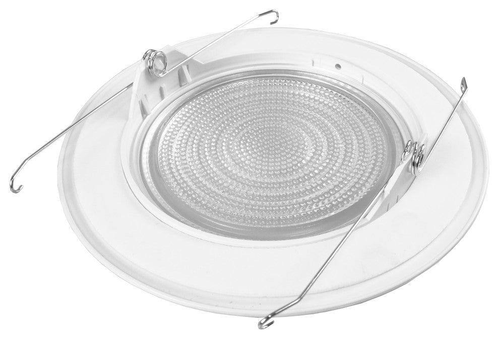 6" White Recessed ABS Lexan Shower Trim with Glass Fresnel Lens (17572)
