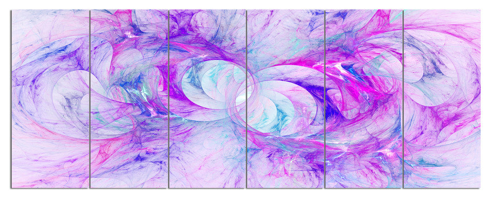 Light Purple Fractal Texture, Abstract Canvas Art Print, 70"x28", 6 Panels
