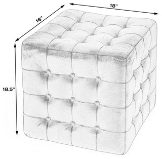 Leon Button Tufted Leather Ottoman