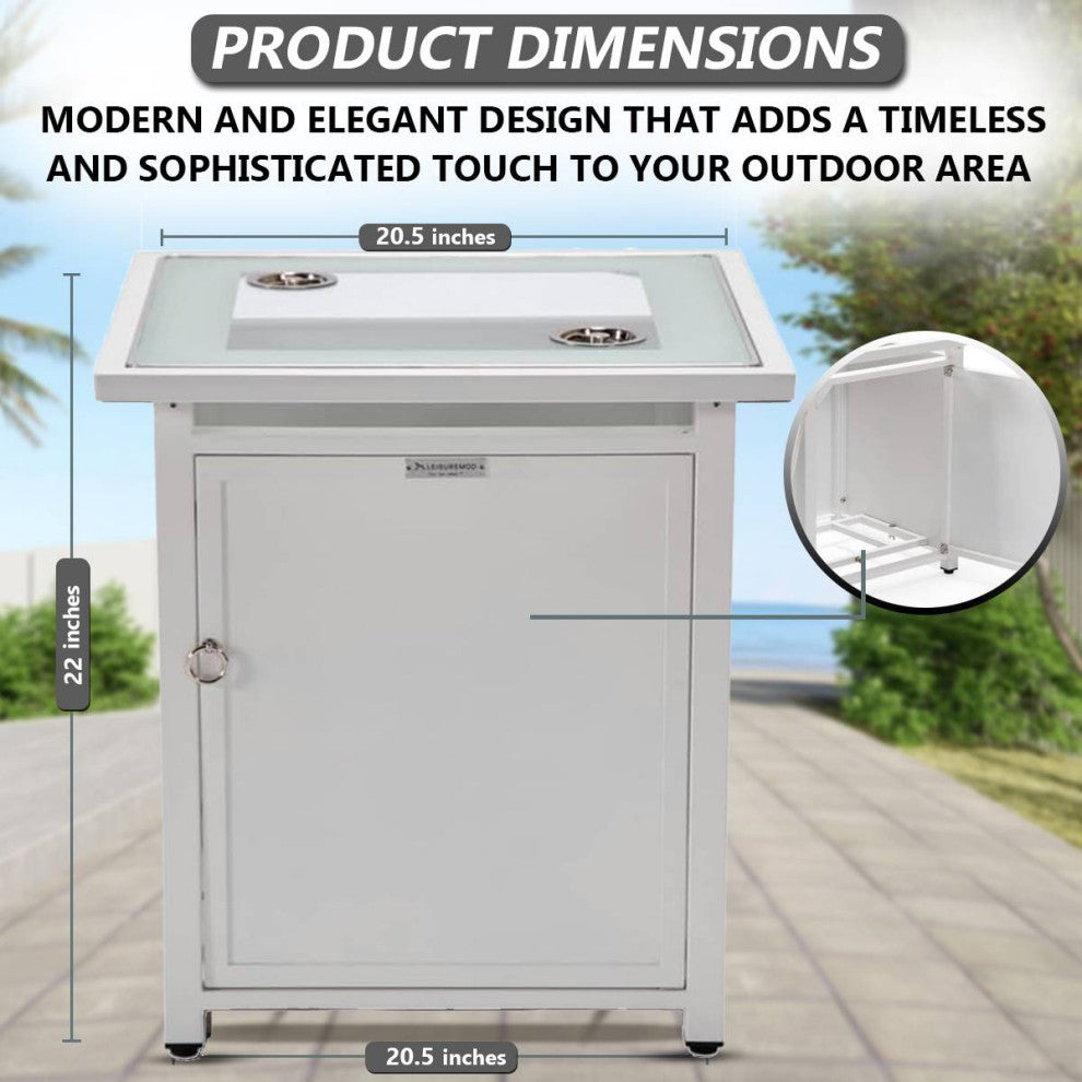 LeisureMod Walbrooke Patio Square Tank Holder, White