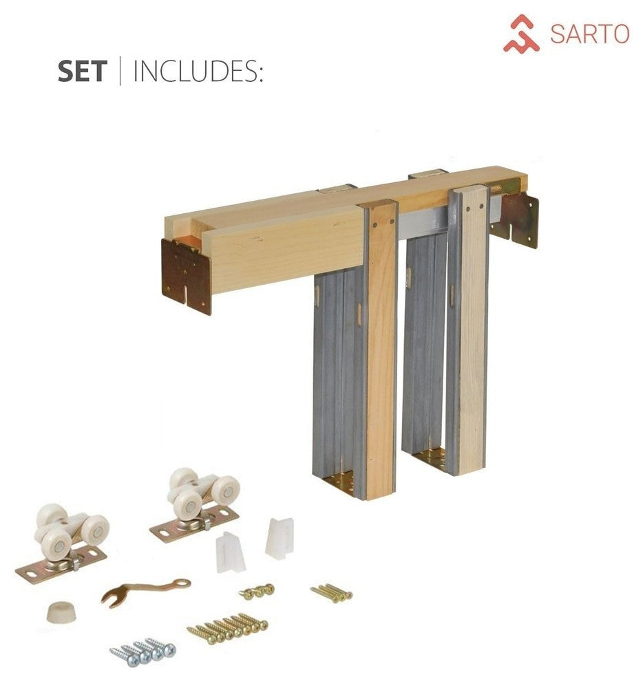 Planum 2102 Interior Sliding Closet Pocket Door 24x80 White Silks Track Pulls