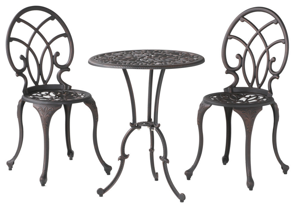 GDF Studio 3-Piece Andover Outdoor Copper Cast Aluminum Bistro Set