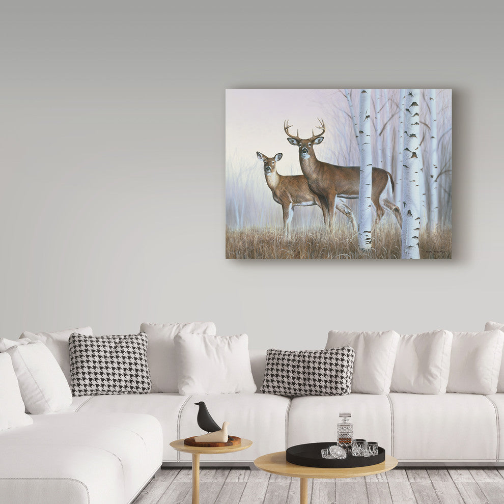 Rusty Frentner 'Deer In Birch Woods' Canvas Art, 47"x35"
