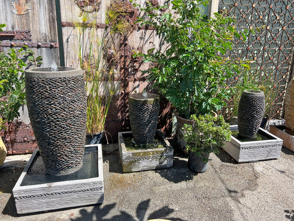 River Rock Pebble Fountain Small