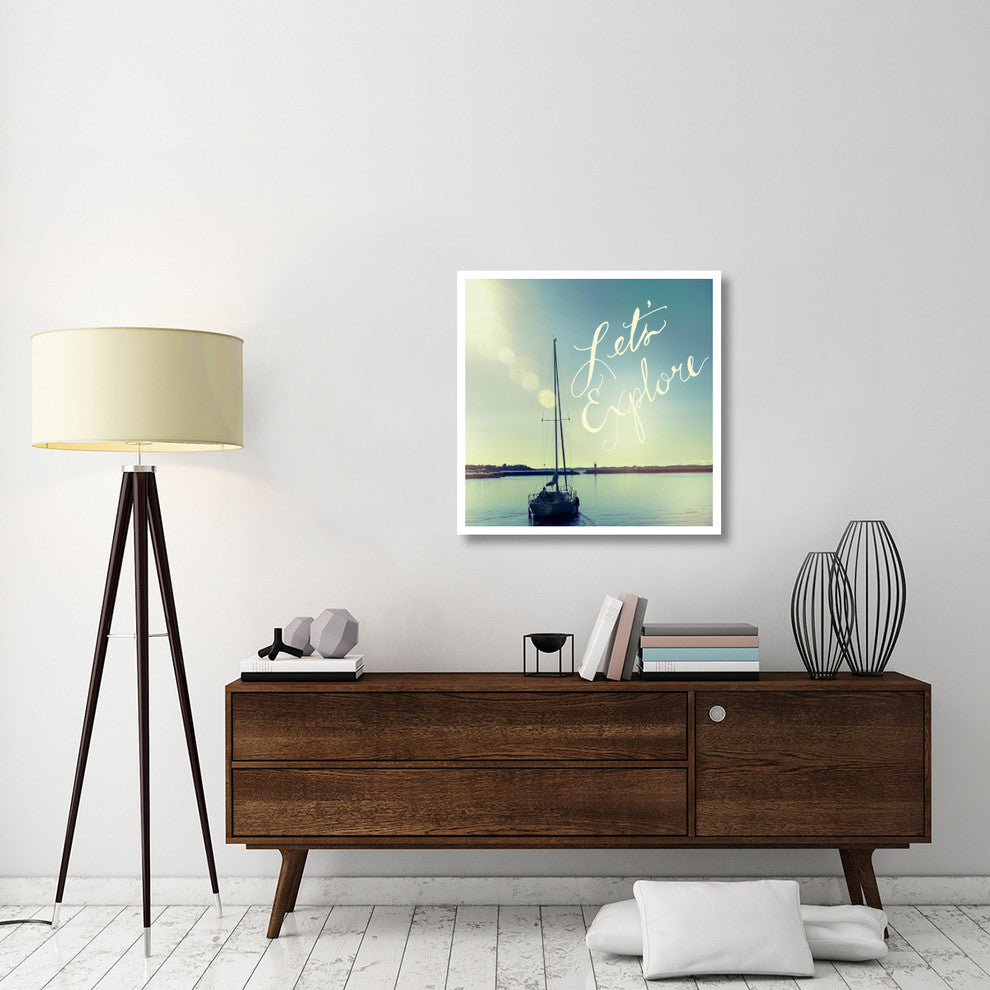 "Coastline Sailboat Explore v" Digital Paper Print by Sue Schlabach, 32"x32"