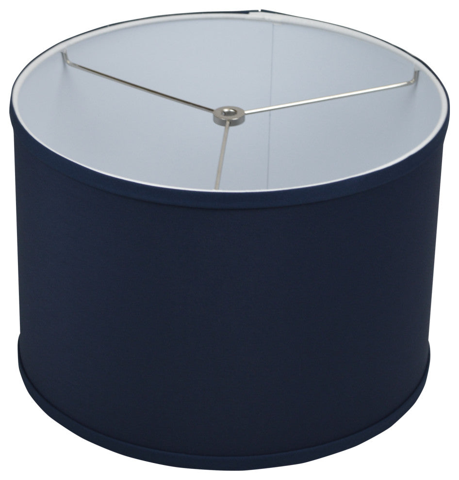 Fenchel Shades 13"x13"x9" Spider Attachment Drum Lamp Shade, Linen Navy