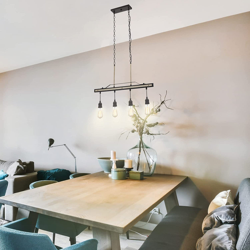 4 Light Farmhouse Chandelier Kitchen Dining Pendant Light Fixture