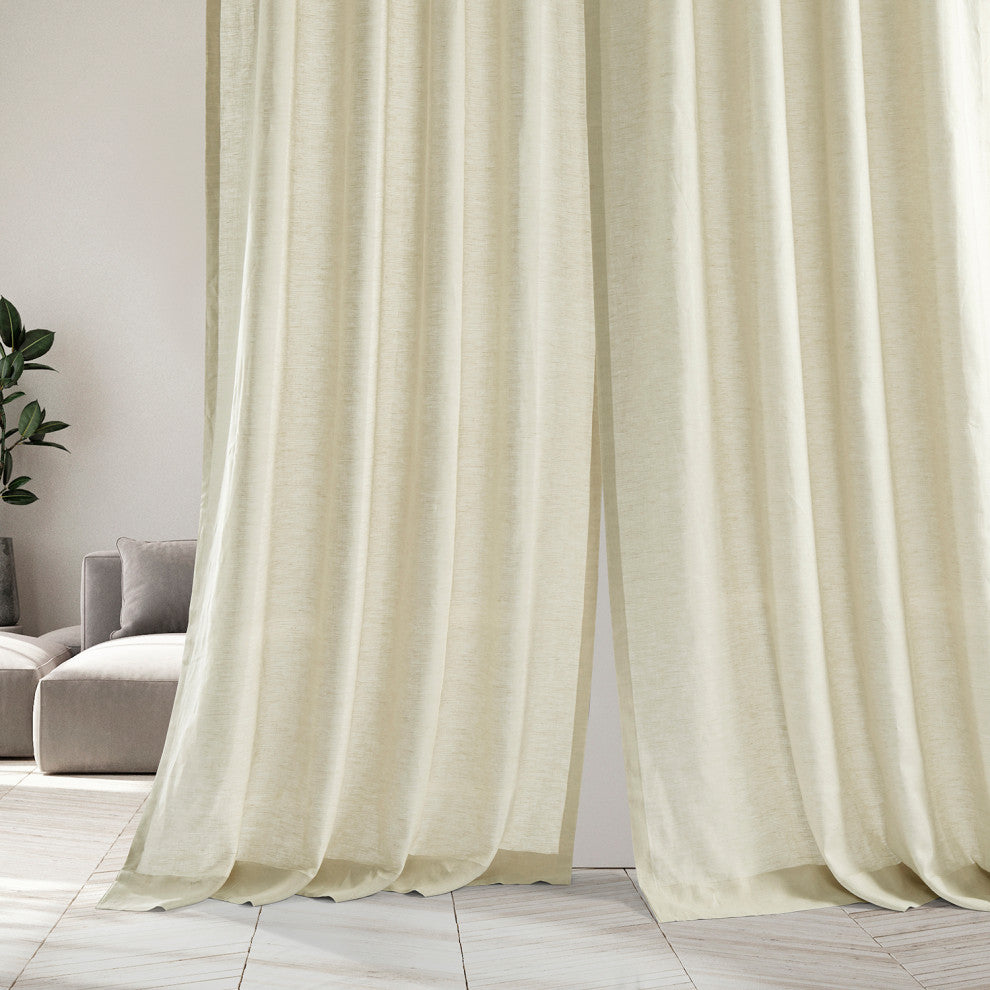 Birch Linen Sheer Curtain Single Panel, 50"x120"