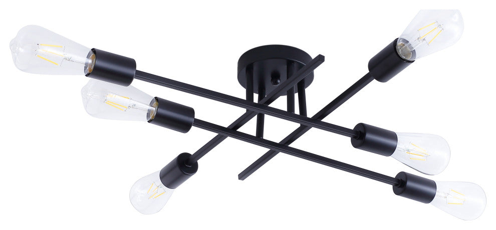 Industrial 6-Light Sputnik Semi Flush Mount Light