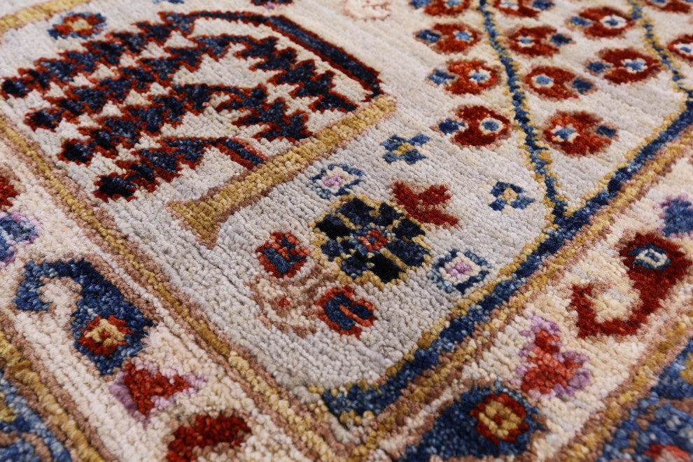 6' Square Hand-Knotted Persian Ziegler Wool Rug - Q12886
