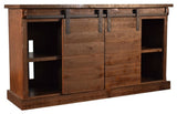 Mason 65" Sliding TV Stand, Rustic Brown