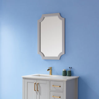 Grossetto 24" Irregular Farmhouse Bathroom/Vanity Framed Wall Mirror, Paris Grey