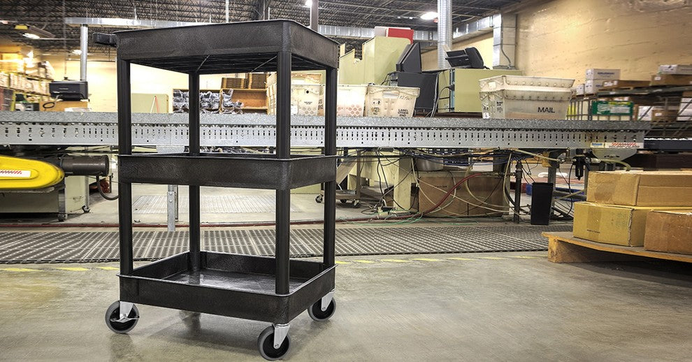 Luxor 3-Shelf Black Tub Cart