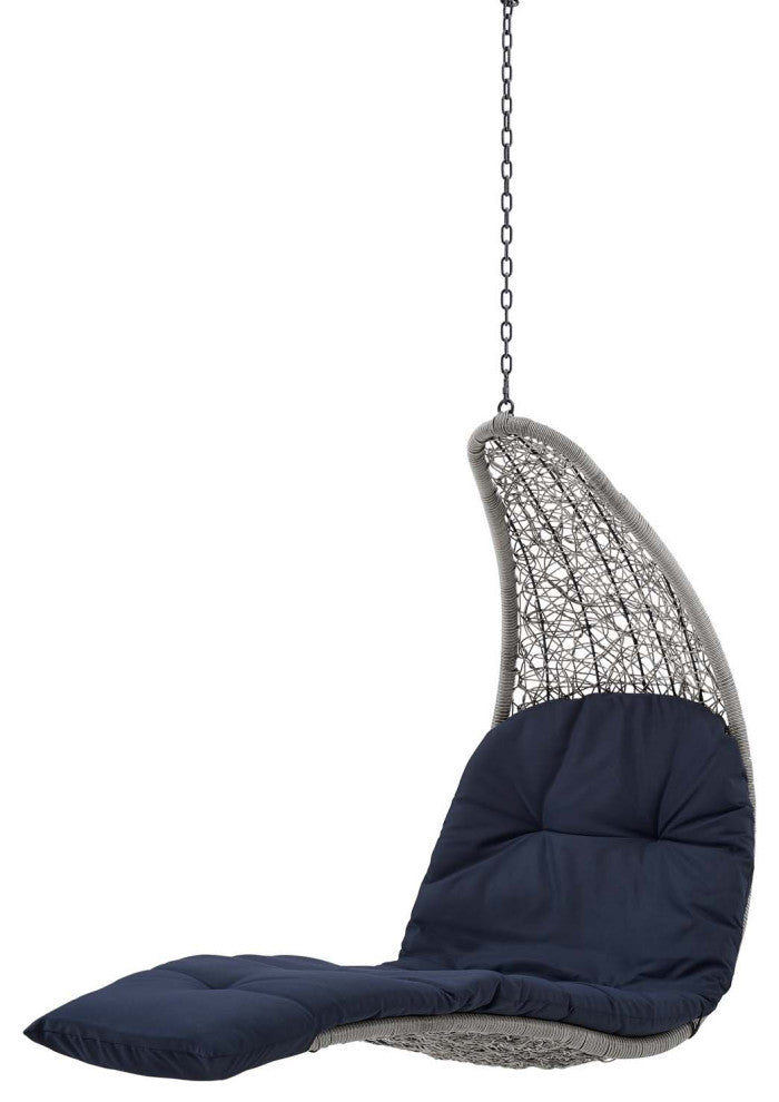 Swing Lounge Chair, Gray Blue Navy, Modern, Outdoor Patio Balcony Garden