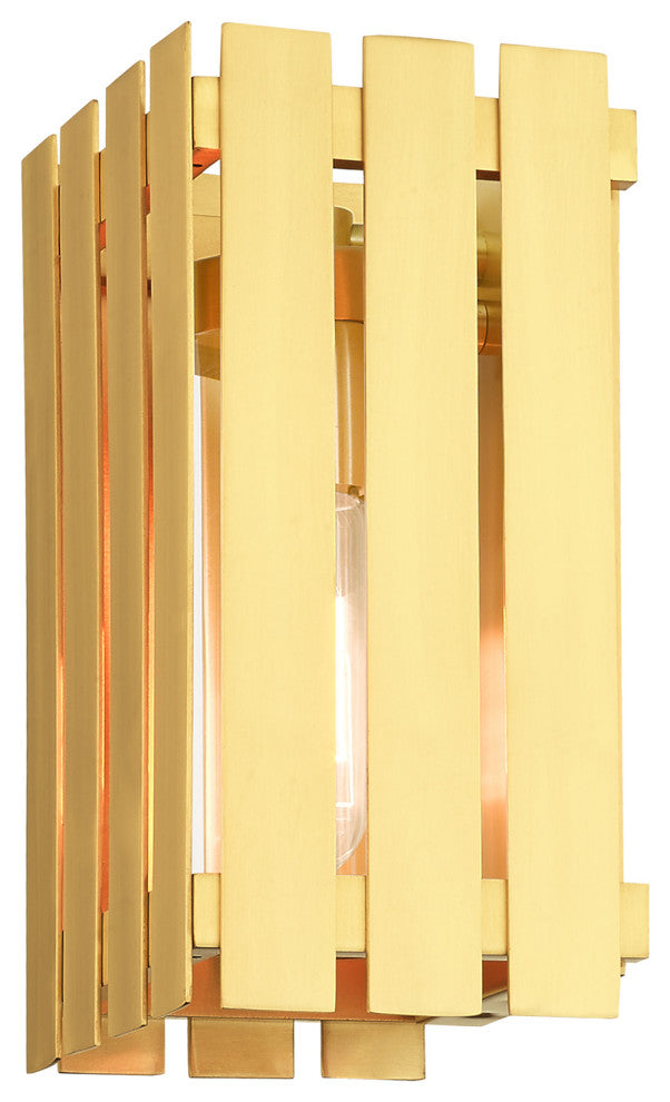 Livex Lighting Greenwich 1 Light Satin Brass Small Outdoor Wall Lantern