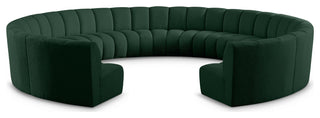 Infinity Black Boucle Fabric Upholstered Arc Shaped Modular Sectional, Green, 11-Piece, Arc-Shaped