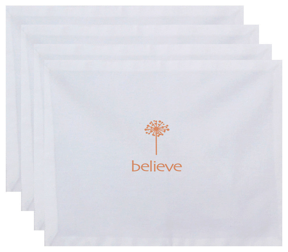 18"x14" Make A Wish, Word Print Placemat, Peach, Set of 4