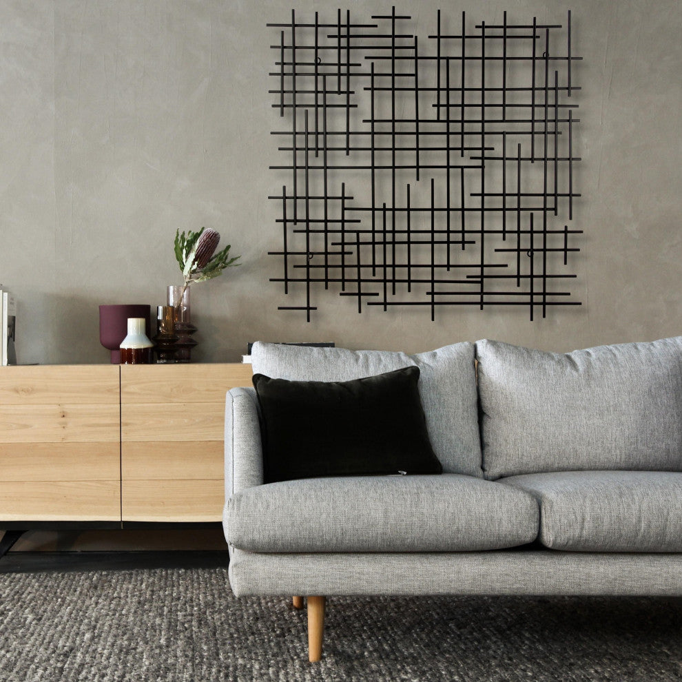 Iquara Large Black Square Metal Wall Art