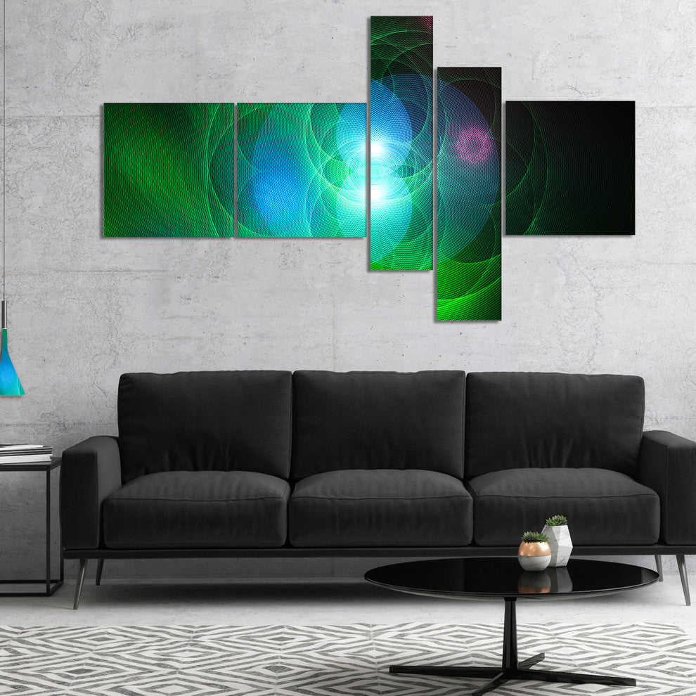 Merge Colored Spheres., Contemporary Canvas Artwork Print, 60"x32", 5 panels