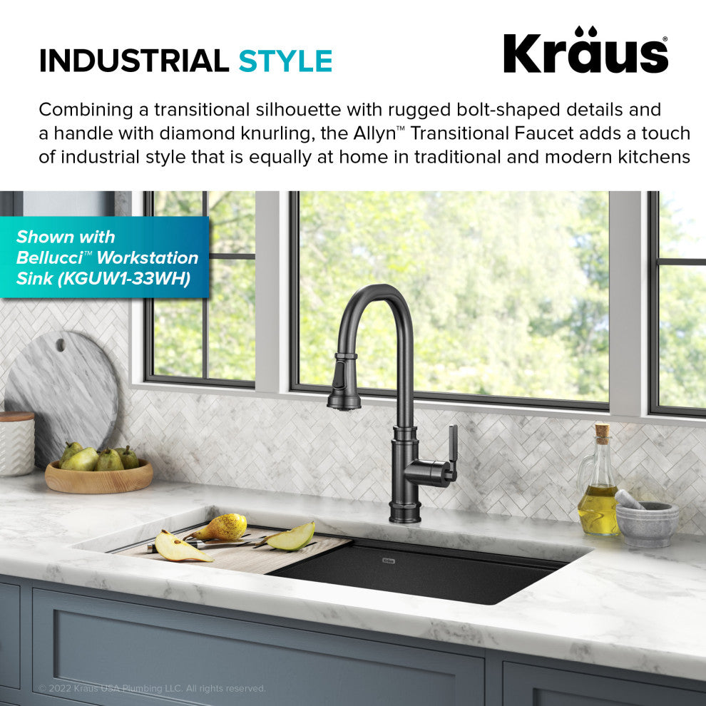 Sellette Pull-Down Kitchen Faucet, Spot Free Black Stainless, Model Kpf-4101sfsb