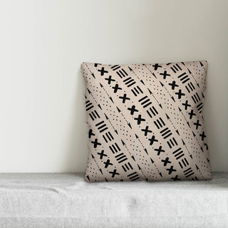 Beige Tribal Pattern 18x18 Outdoor Throw Pillow