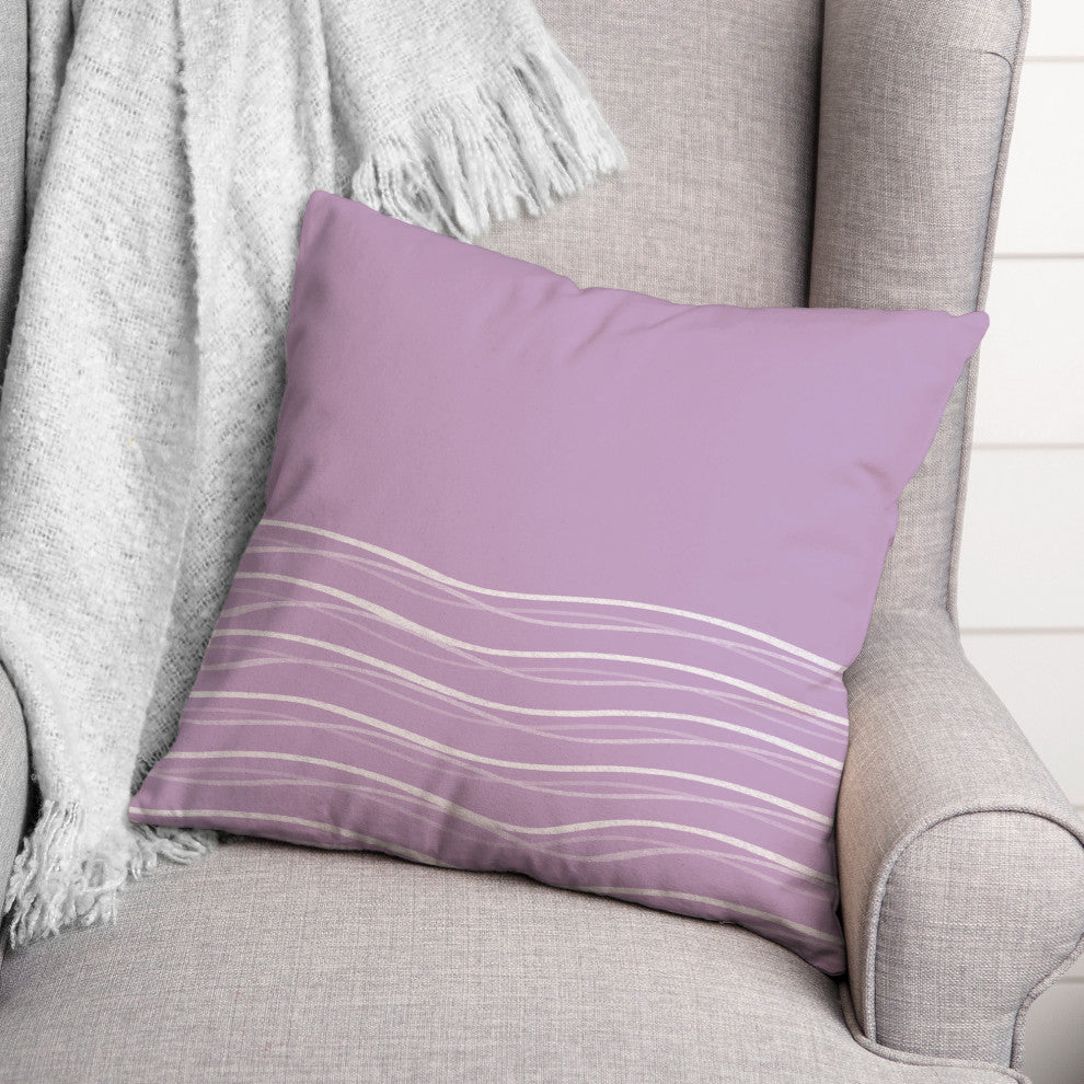 Purple Wavy Lines 18x18 Spun Poly Pillow