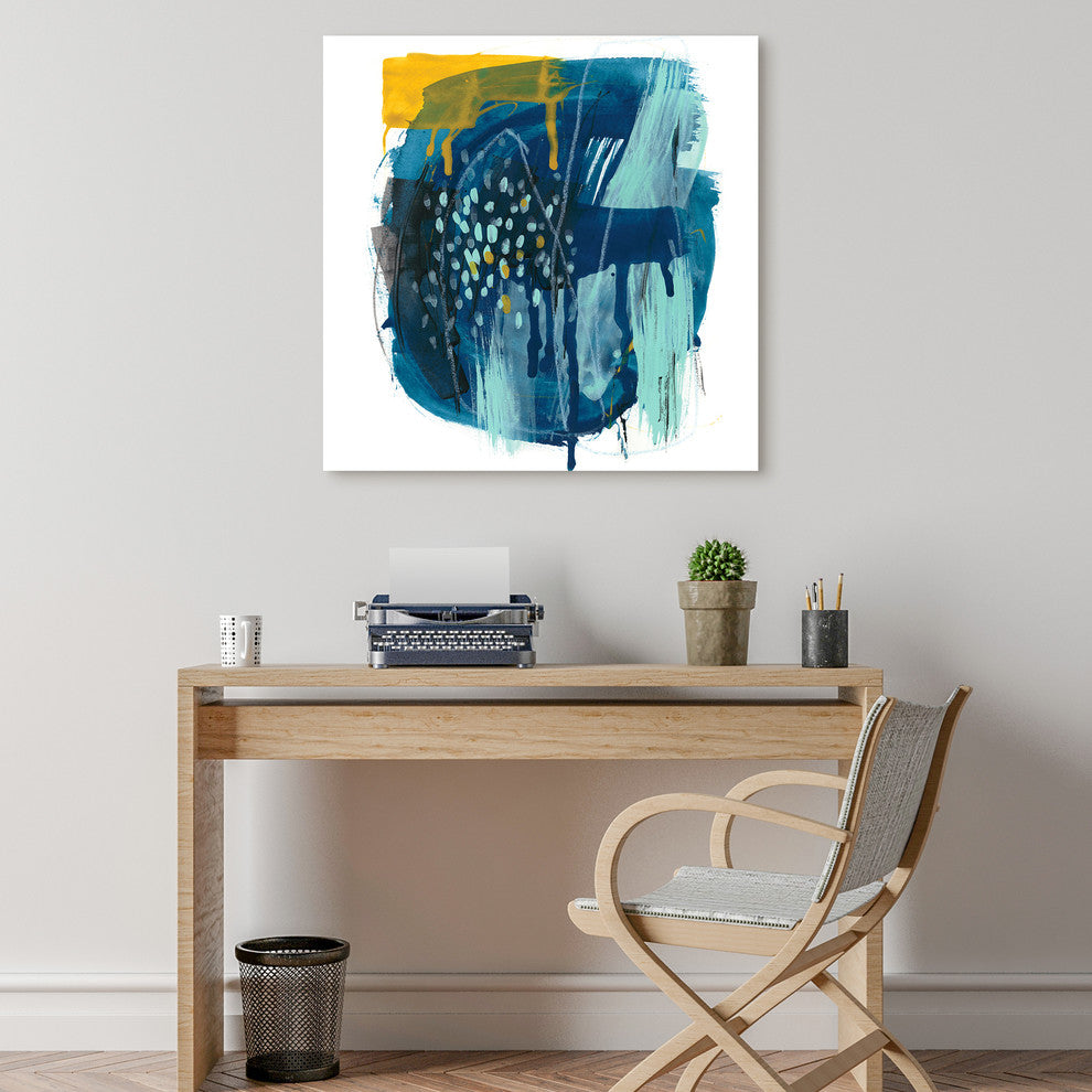 "Intuitive Motion II" Abstract Wall Art Frameless Free Floating Tempered Glass
