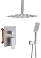 CASAINC 12" Ceiling Mounted Modern Waterfall Shower System Set, Brushed Nickel