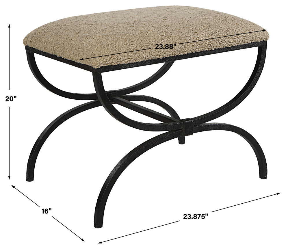 Uttermost Hacienda Plush Latte Small Bench