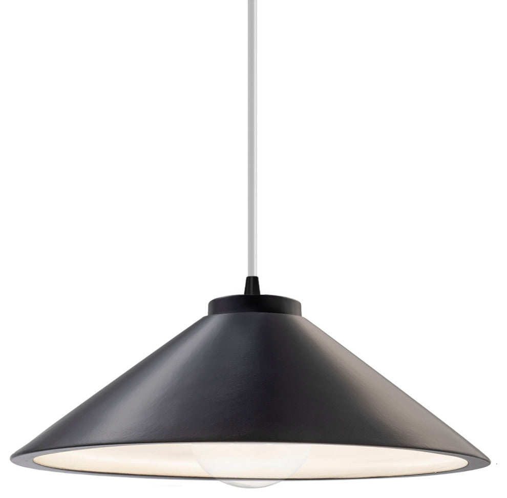 Flare Pendant, Carbon Matte Black, Matte Black, White Cord, Incandescent