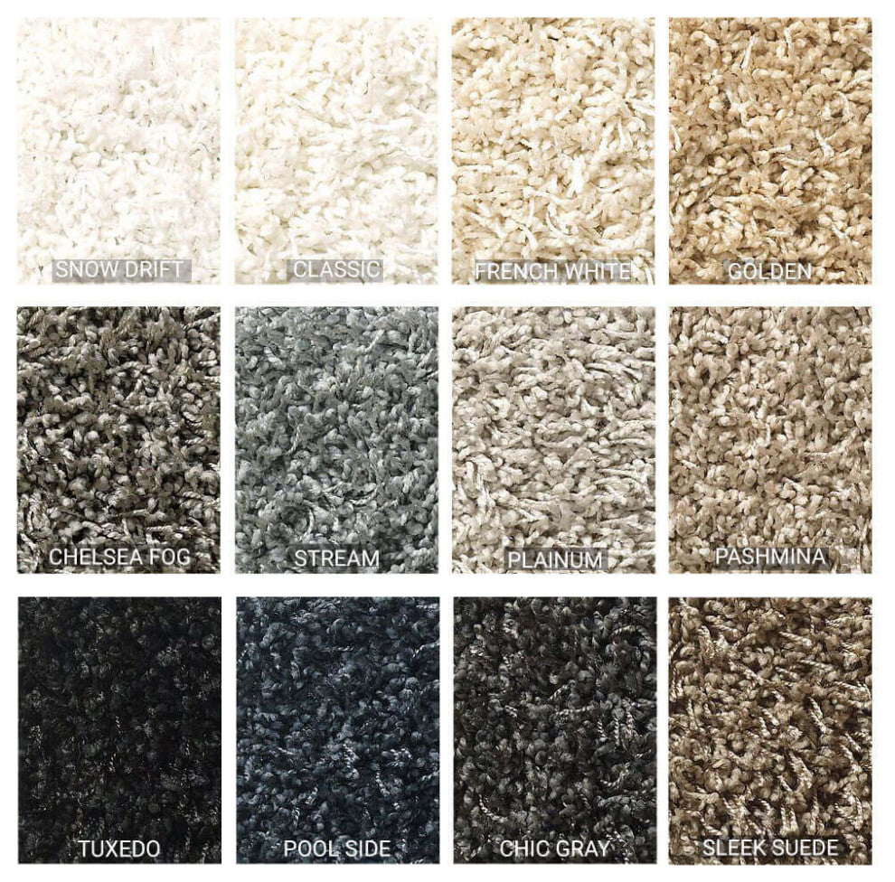 Serenade Indoor Shag Area Rug Carpet Collection, Stream, 4x4