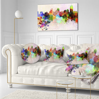 Cincinnati Skyline Cityscape Throw Pillow, 12"x20"