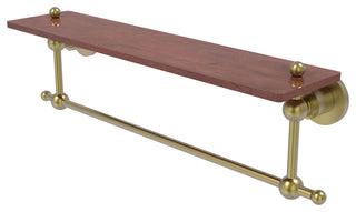 Astor Place 22" Solid Wood Shelf with Towel Bar, Satin Brass