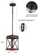Farmhouse Square Wood Pendant Lighting for Kitchen Island Black Cage
