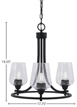 Paramount 3-Light Chandelier, Matte Black, 5" Clear Bubble Glass