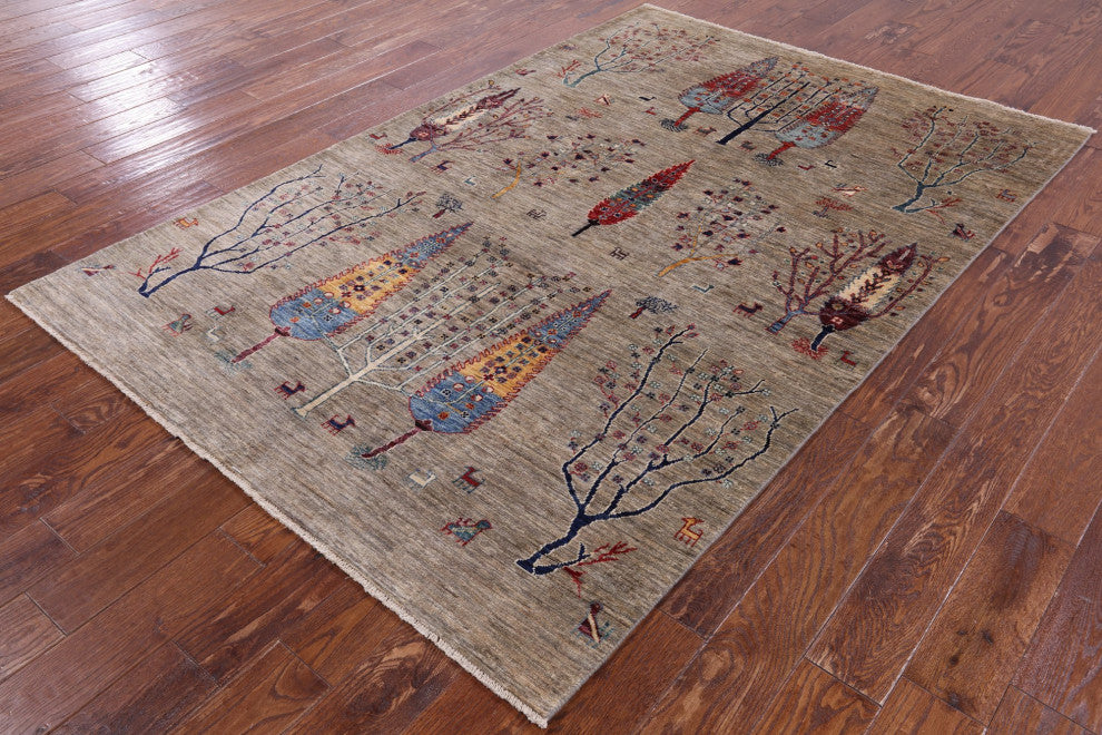 5' 2" X 7' 10" Hand-Knotted Tribal Persian Gabbeh Rug Q8022