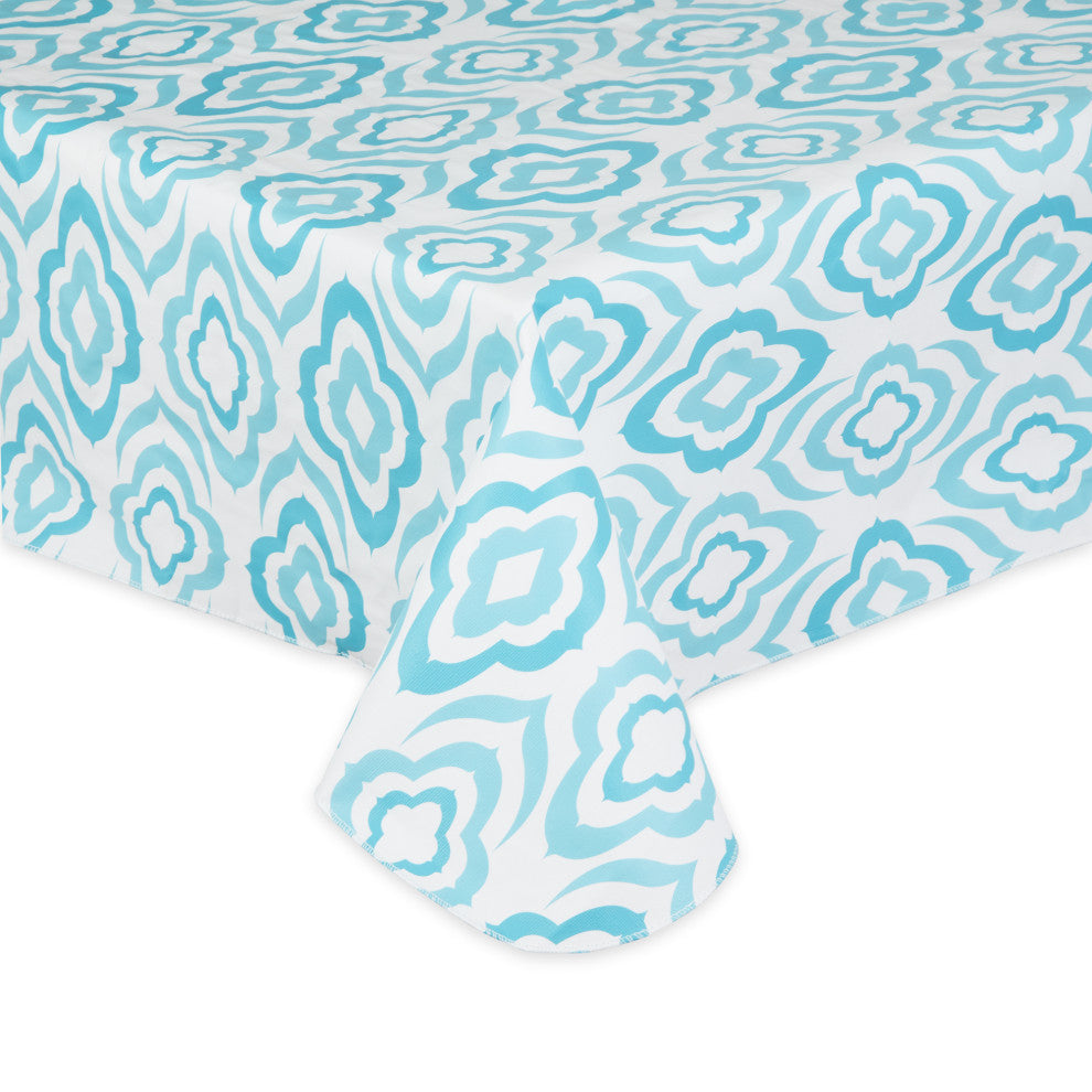 Blue Ikat Vinyl Tablecloth 60x102