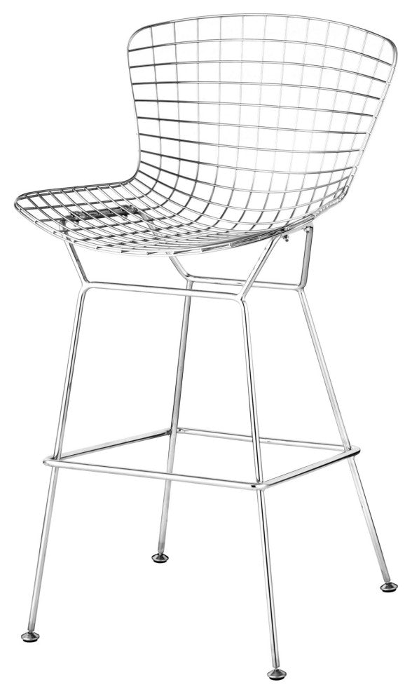 Bar Stool Chair Barstool, Set of 2, Steel Metal, Chrome, Mid Century Cafe