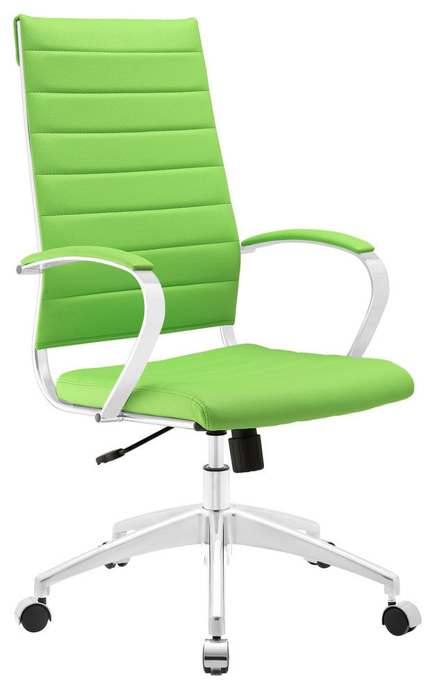 Modern Contemporary Highback Office Chair, Bright Green Faux Leather