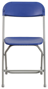 Hercules Series Plastic Folding Chair - 2 Pack 650LB Weight Capacity, Blue