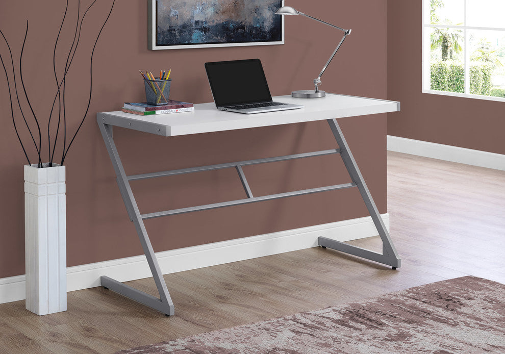 Computer Desk Home Office Laptop 48"L Work Metal Laminate White Grey