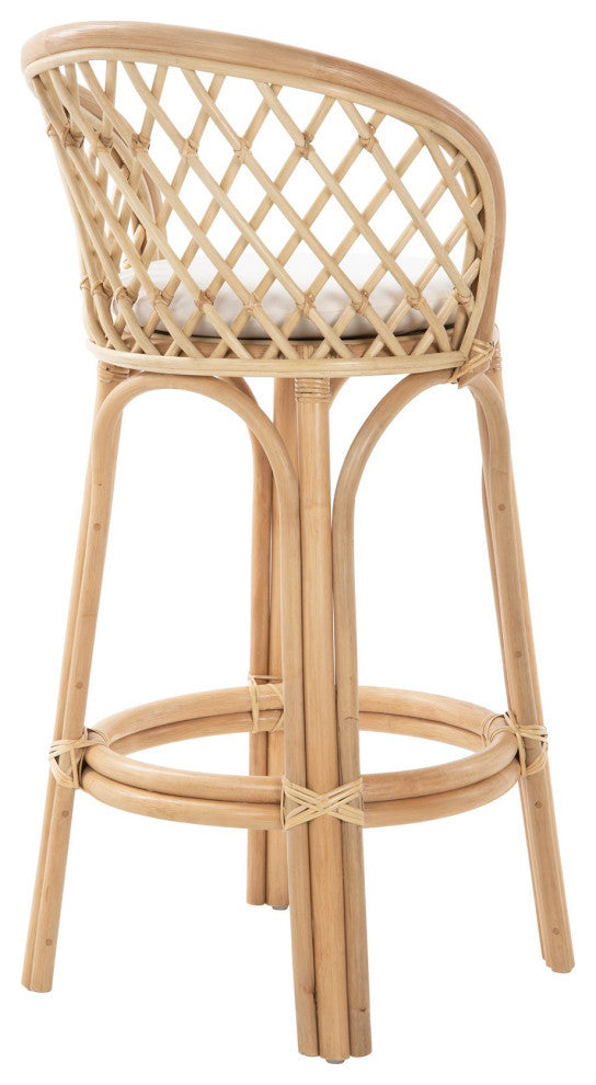Rattan Criss-Cross Bar Stool, Natural