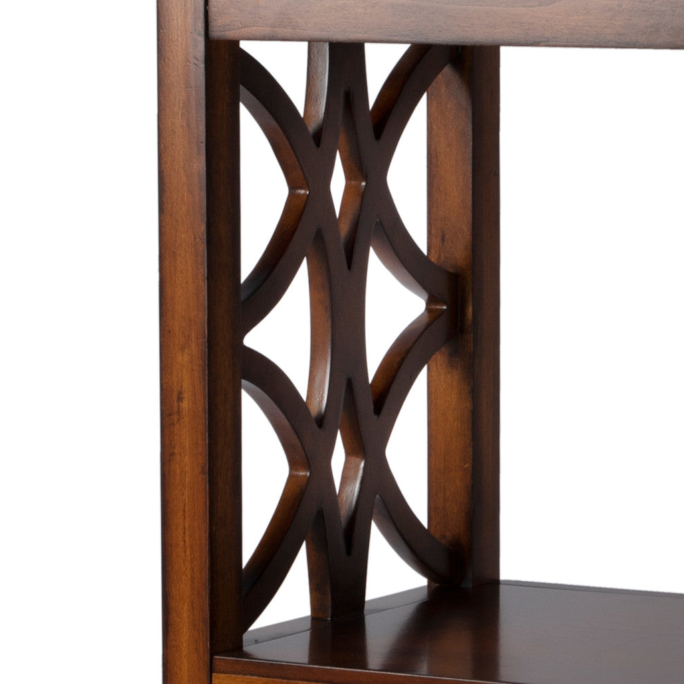 Lorena 30"W 3-Tier Etagere With Storage Drawer, Brown