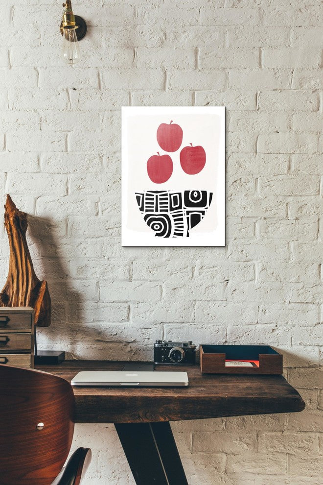 Epic Graffiti "Bowl of Apples" by Linda Woods, Giclee Canvas Wall Art, 12"x16"