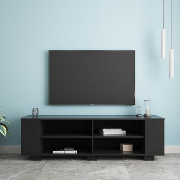 65 inch TV stand Modern Entertainment Center with 8 Open Shelves black