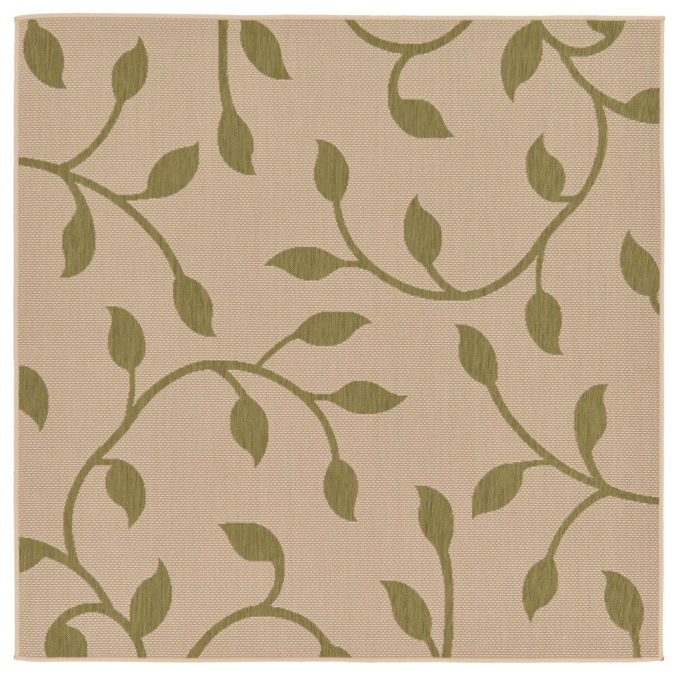 Rug Unique Loom Outdoor Botanical Green Square 6' 0 x 6' 0